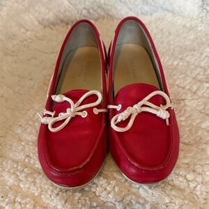 Cole Haan Red Moccasins with White Laces